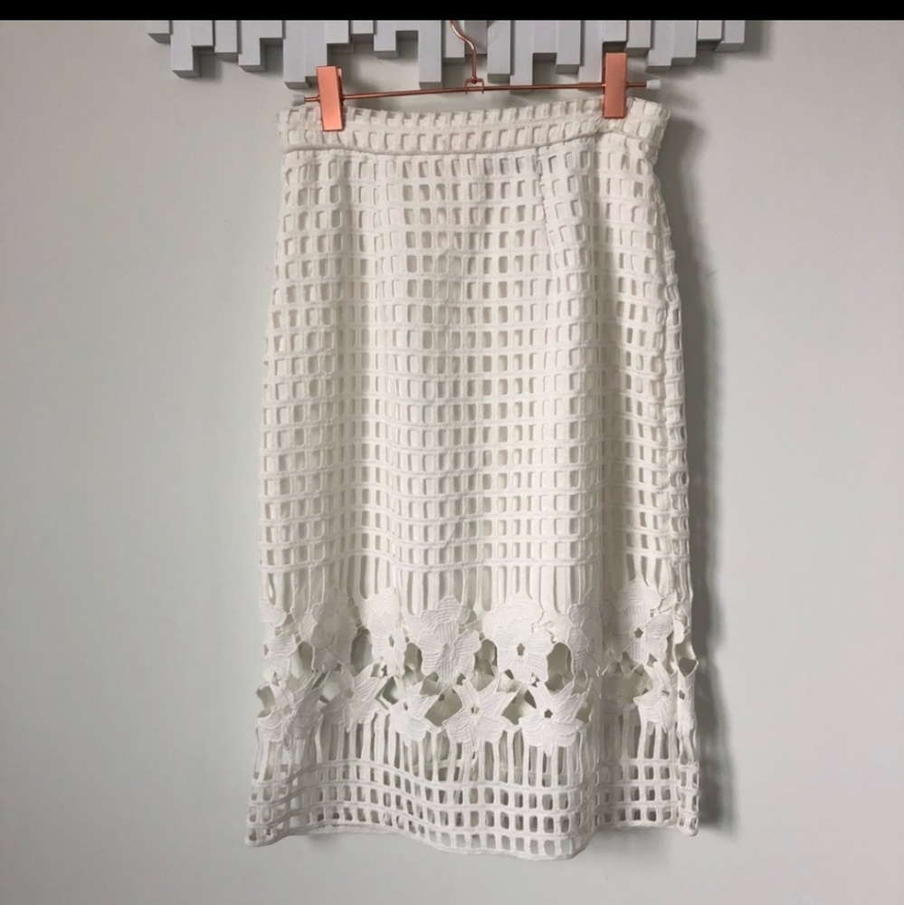 Aqua Capsule White Lace Midi Skirt - Anthropologie